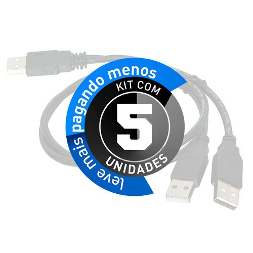 Kit com 5 Cabo USB para HD Externo - 1 USB x 2 USB