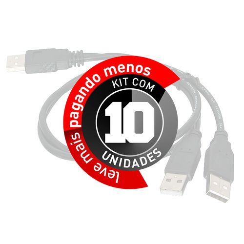 Kit com 10 Cabo USB para HD Externo - 1 USB x 2 USB