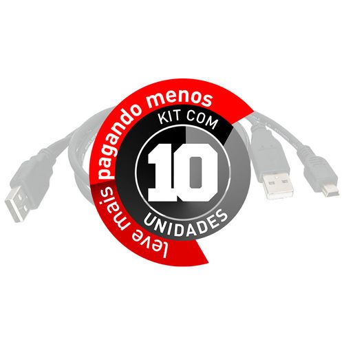 Kit com 10 Cabo USB para HD Externo - 2 USB x 1 Mini USB
