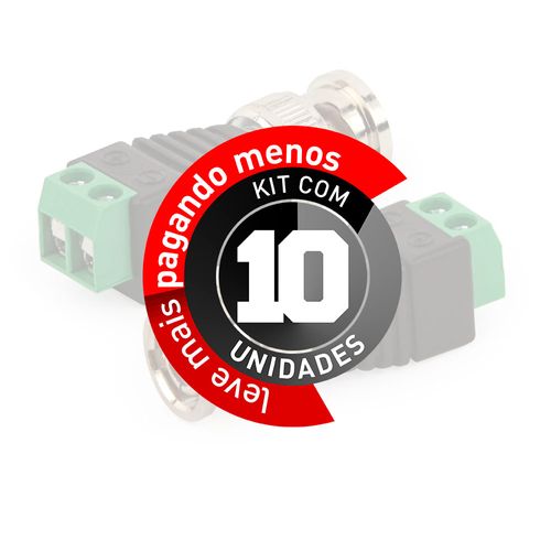 Kit com 10 Adaptador Borne x Plug BNC Macho