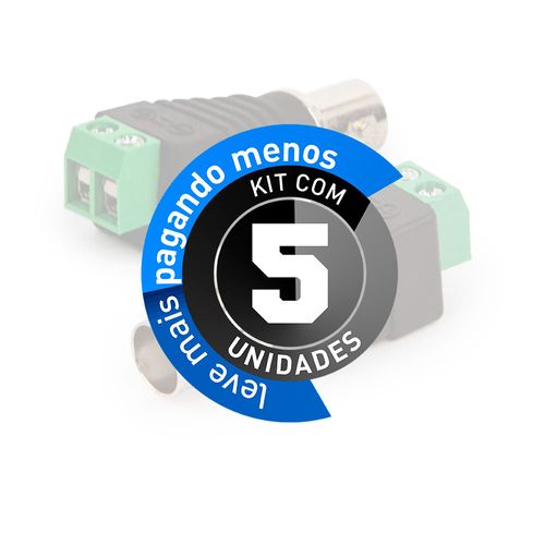 Kit com 5 Adaptador Borne x Plug BNC Fêmea