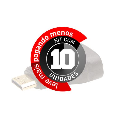 Kit com 10 Adaptador HDMI Fêmea Para Mini Hdmi Macho