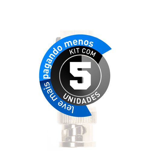 Kit 5 com Adaptador Borne Pressão x Plug BNC Macho