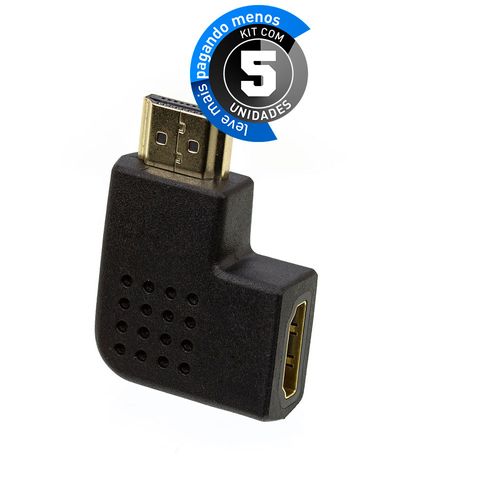 Kit com 5 Adaptador 90 Graus Ponta HDMI