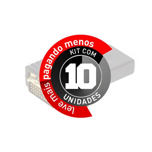 Kit com 10 Adaptador DVI-D Macho para HDMI Fêmea Rotativo