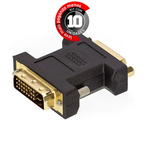 Kit com 10 Adaptador DVI Macho para DVI Fêmea