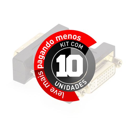 Kit com 10 Adaptador DVI Macho para DVI Fêmea