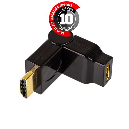 Kit com 10 Adaptador Mini HDMI para HDMI 90°/180° Graus