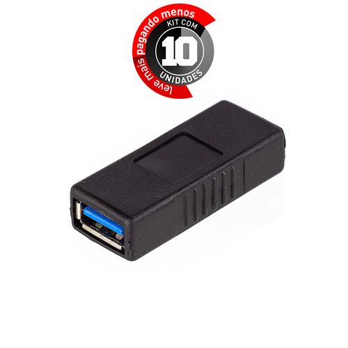Kit com 10 Emenda Usb 3.0 - Fêmea X Fêmea - Ultra Velocidade