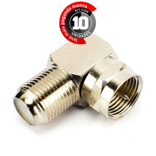 Kit com 10 Conector Coaxial Para Fêmea Coaxial - 90 Graus