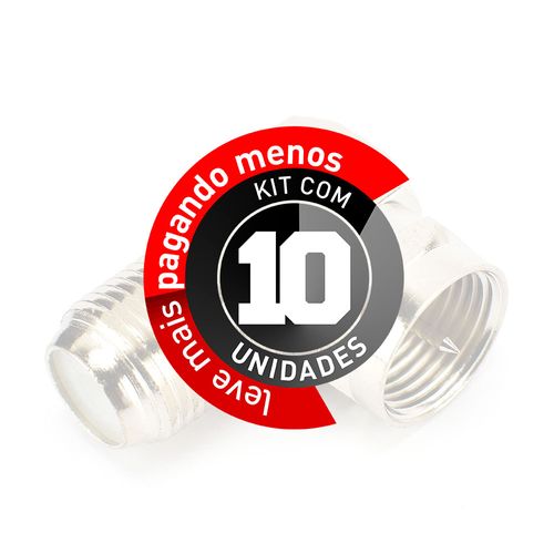 Kit com 10 Conector Coaxial Para Fêmea Coaxial - 90 Graus