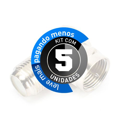 Kit com 5 Conector Coaxial Para Fêmea Coaxial - 90 Graus
