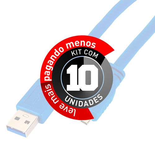 Kit com 10 Cabo USB A para Micro B 3.0 Superspeed 5Gbps 2 metros