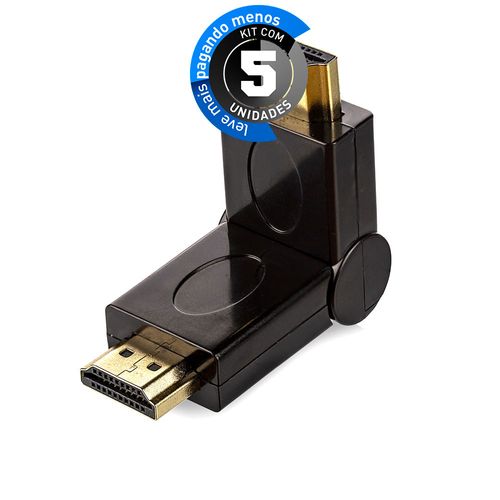 Kit com 5 Adaptador HDMI Macho - Macho 90° / 180° graus