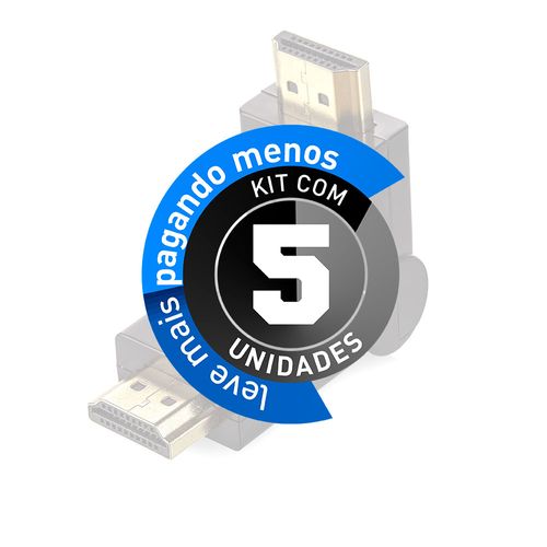 Kit com 5 Adaptador HDMI Macho - Macho 90° / 180° graus