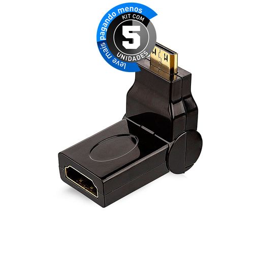 Kit com 5 Adaptador 90 Graus Mini HDMI para HDMI