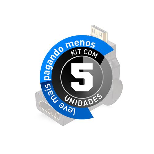Kit com 5 Adaptador 90 Graus Mini HDMI para HDMI