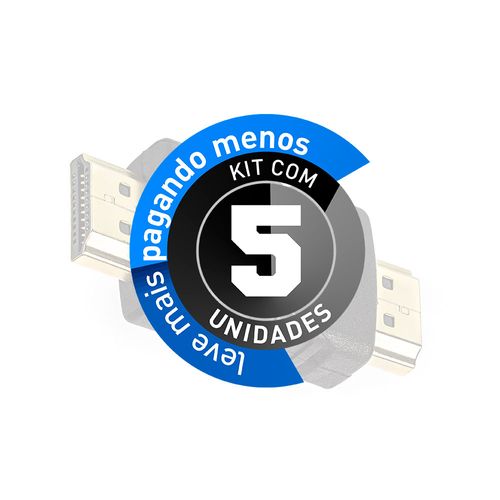 Kit com 5 Emenda Macho-Macho para Cabo HDMI Macho e Fêmea Reta