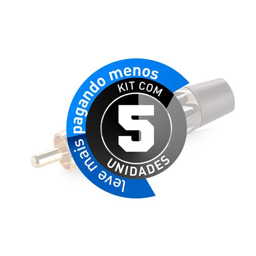 Kit com 5 Conector RCA Linha Gold - Cinza - Cirilo Cabos