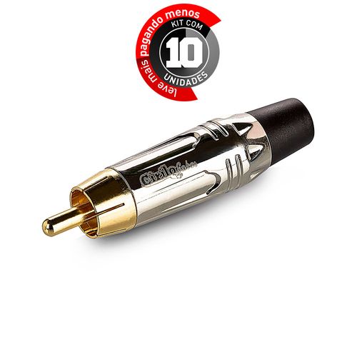 Kit com 10 Conector RCA Linha Gold - Prata - Cirilo Cabos