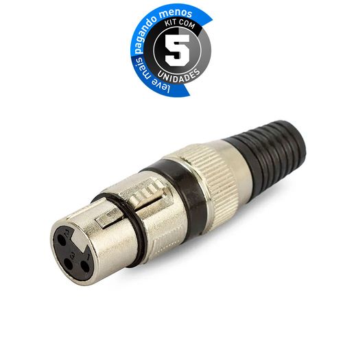 Kit com 5 Plug Kanon Fêmea - Preto