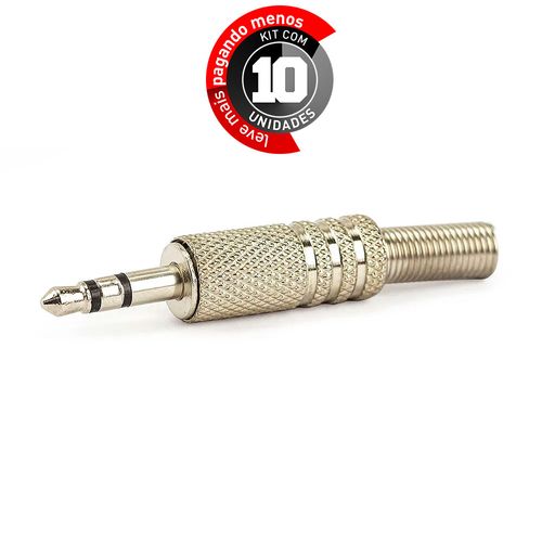 Kit com 10 Plug P2 Metal - Estéreo