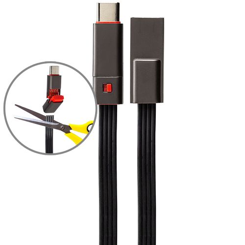 Cabo USB Tipo-C, Flat, Silicone - Ponta Reparável