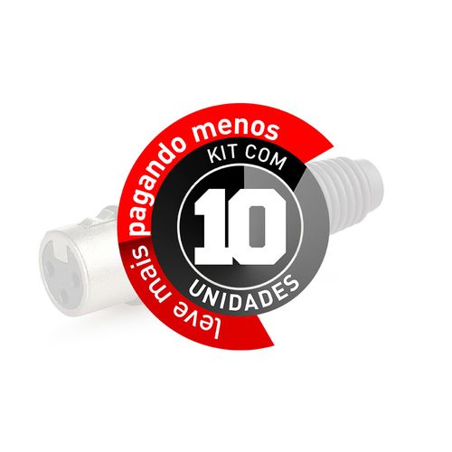 Kit com 10 Conector XLR Fêmea Profissional - Cirilo Cabos