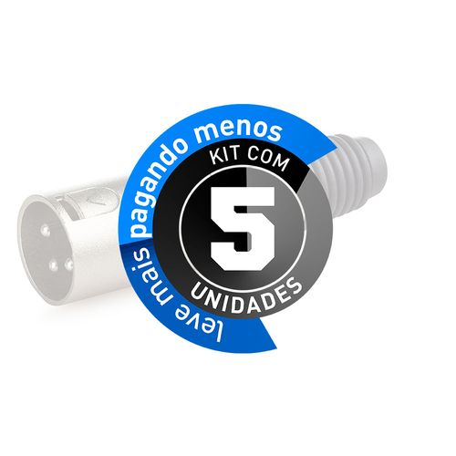Kit com 5 Conector XLR Macho Profissional