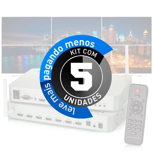 Kit 5 Controladores de Vídeo Wall 2x3 - USB - HDMI - 4K