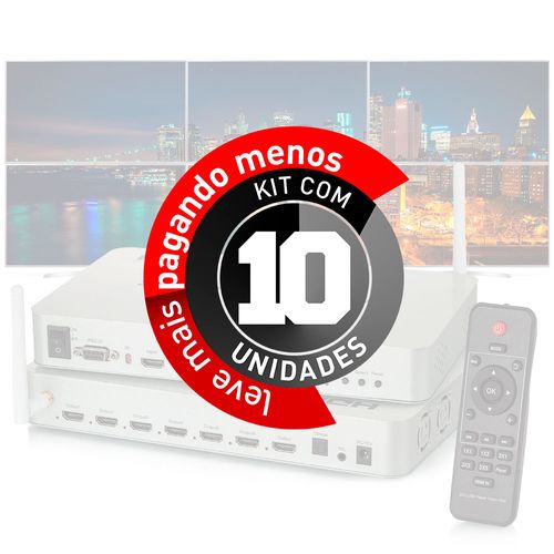 Kit 10 Controladores de Vídeo Wall 2x3 - USB - HDMI - 4K