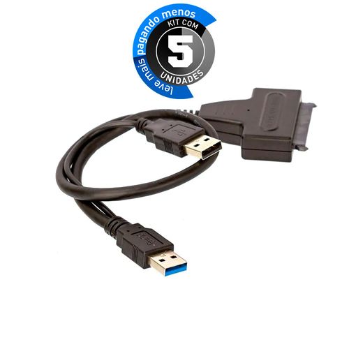 Kit com 5 Cabos Adaptador para Sata (2.5/3.5) e CdRom USB 3.0