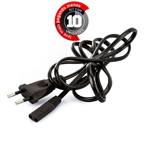 Kit com 10 Cabo para Barbeador Modelo Tipo 8, 110/220V
