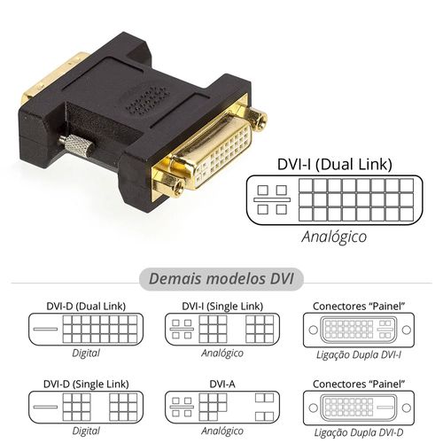 Adaptador DVI Macho para DVI Fêmea