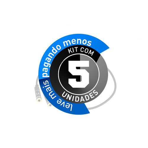 Kit com 5 Cabos Adaptador P2 para Microfone e Fone de Ouvido