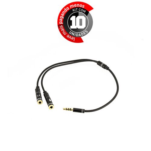 Kit com 10 Cabos Adaptador P2 para Microfone e Fone de Ouvido