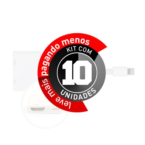 Kit 10 Adaptadores de Áudio e Vídeo Lightning Digital para Iphone/Ipad