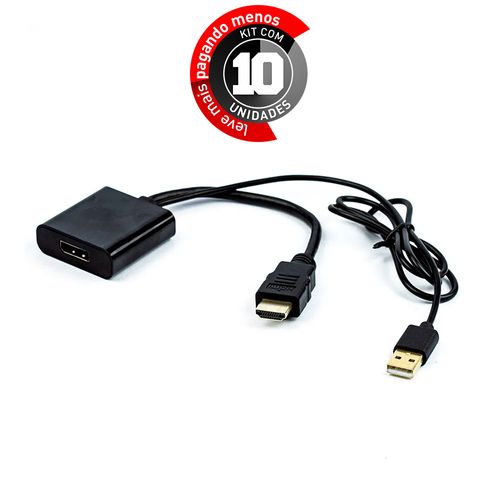 Kit com 10 Adaptadores Conversor HDMI para DisplayPort  4K