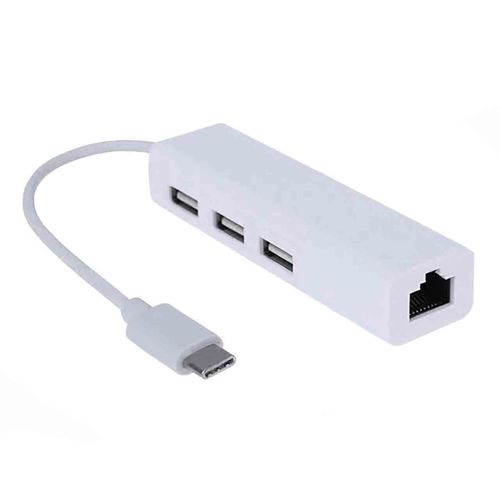 Hub Adaptador USB-C com 3 portas USB e Rede