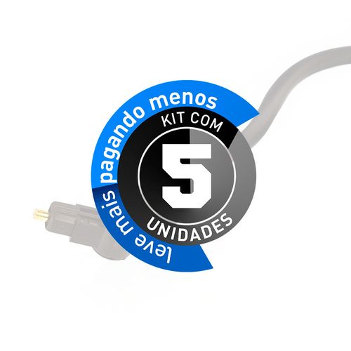 Kit com 5 Cabos Óptico TOSLINK (Plug e Mini Plug)