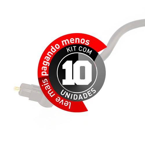 Kit com 10 Cabos Óptico TOSLINK (Plug e Mini Plug)
