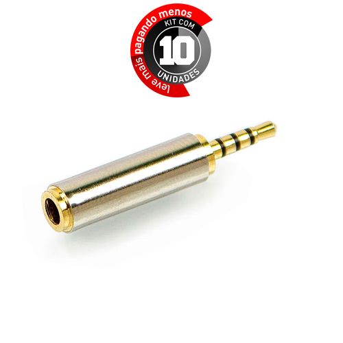 Kit 10 Adaptadores P2 Fêmea Para P1 Macho