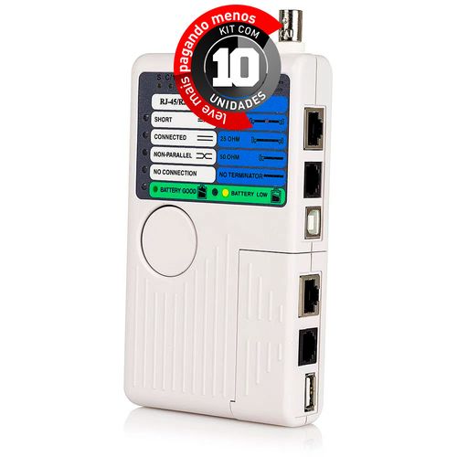 Kit 10 Testador de Cabos Remoto - USB, BNC, RJ11, RJ45, Rede