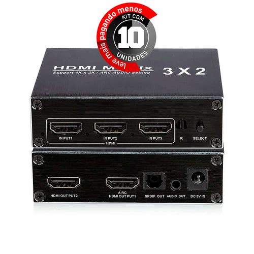 Kit 10 Switch Matrix HDMI 3x2 4k 2k