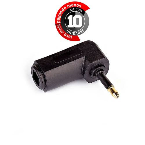 Kit 10 Adaptador Óptico TosLink 90 Graus