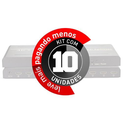 Kit 10 Splitter Switch HDMI 4K, 2K, Divisor 2x8