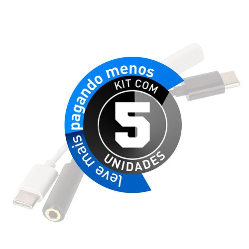 kit 5 Cabo Adaptador USB-C para Fone de Ouvido P2, Branco