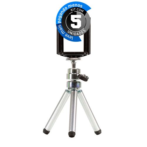 Kit com 5 Mini Tripé para Celular, Flexível em Alumínio