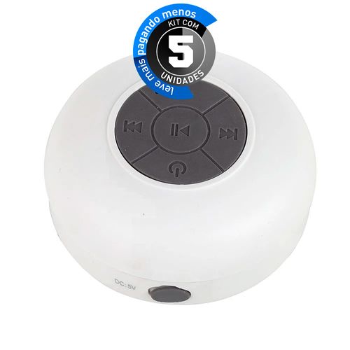 Kit com 5 Caixa de Som Bluetooh Resistente a Água - BTS-06, Branco