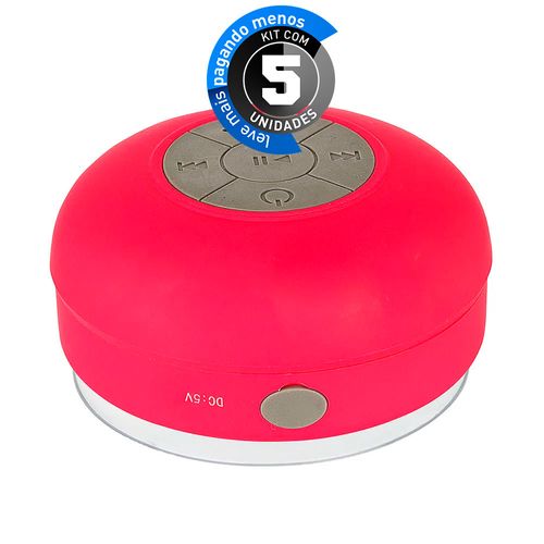 Kit 5 Caixa de Som Bluetooh Resistente a Água - BTS-06, Rosa